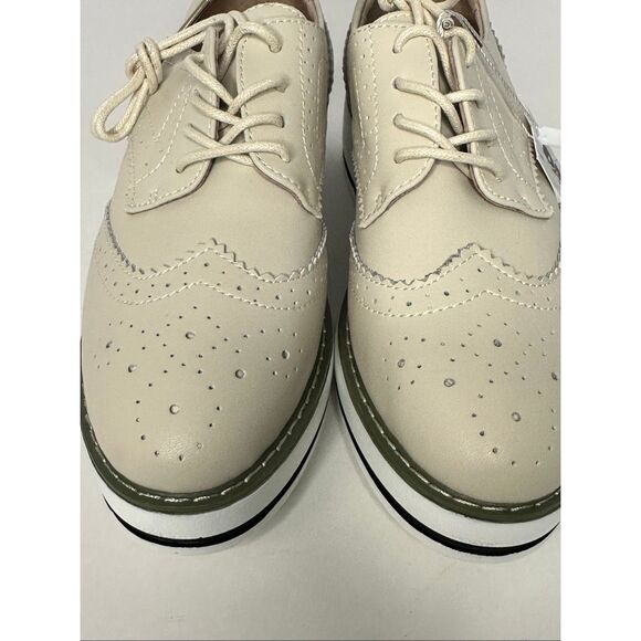 Dadawen Platform Lace Up Oxfords Tan Leather | Women Size 9 - Picture 6 of 13